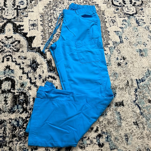 💰 3 for $25 🏷 Women NRG by Barco Stretch Turquoise Blue Scrub Pants sz Small - Picture 10 of 16